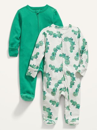 Unisex Sleep & Play 1-Way-Zip Footed One-Piece 2-Pack for Baby | Old Navy (US)