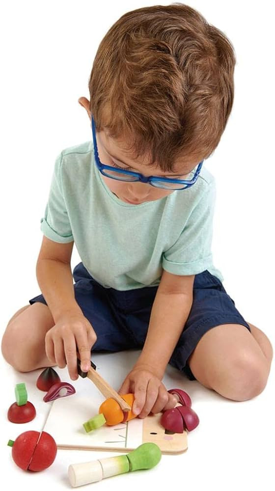 Tender Leaf Toys - Mini Chef Chopping Board - 16 Pcs Wooden Cutting Vegetable Toys with Knife - A... | Amazon (US)