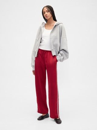 Relaxed Satin Straight-Leg Crop Pants | Gap Factory