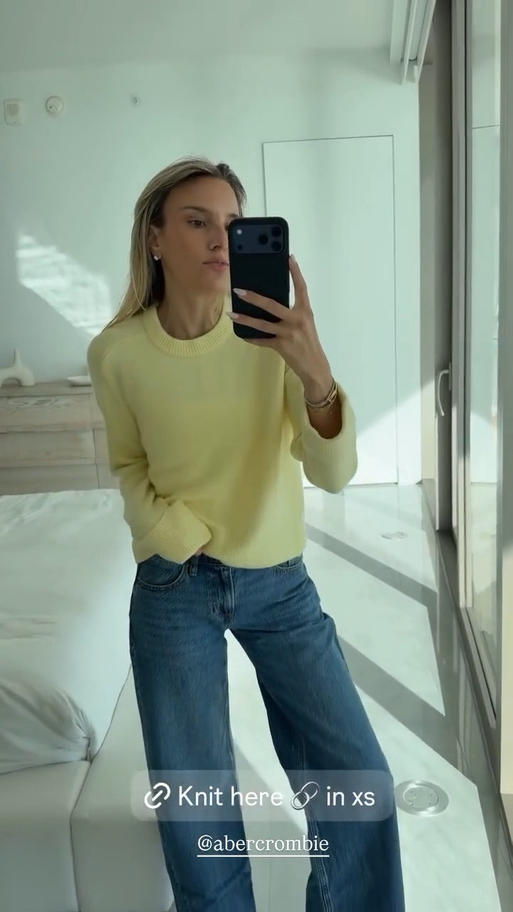 Love the color of this knit and it’s so soft! 
ICYMI @abercrombie is have an in-app sale starting today - 25% off. 

#LTKSpringSale #LTKootd #LTKSaleAlert