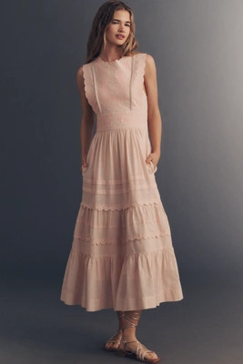 By Anthropologie Sleeveless Quilted Cotton Midi Dress | Anthropologie (US)