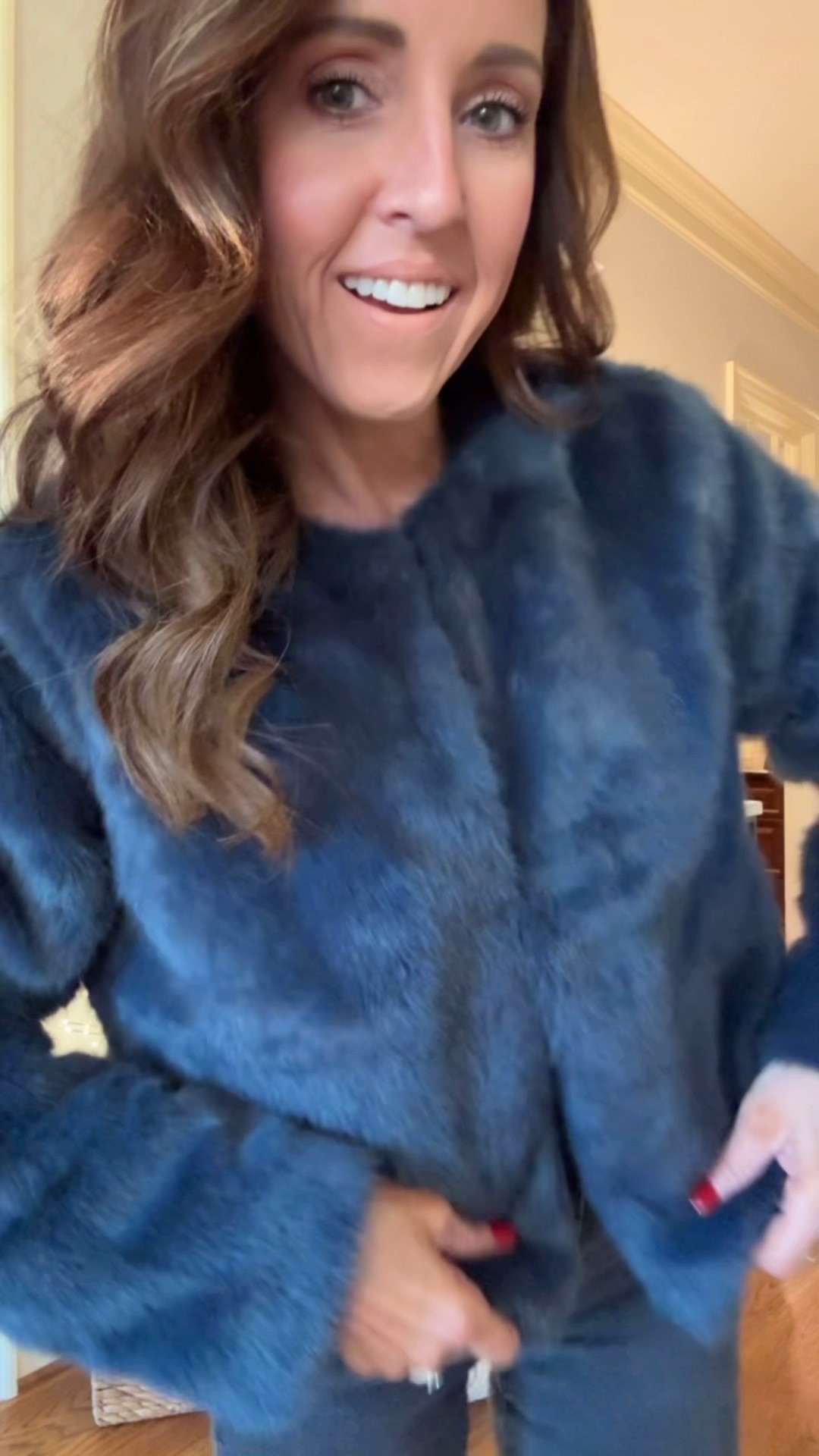 Blue faux fur coat. Winter faux fur. 
On SALE!! Winter jacket. 
Wearing S. Prob could’ve done XS too. 

#LTKSeasonal #LTKHoliday #LTKSaleAlert