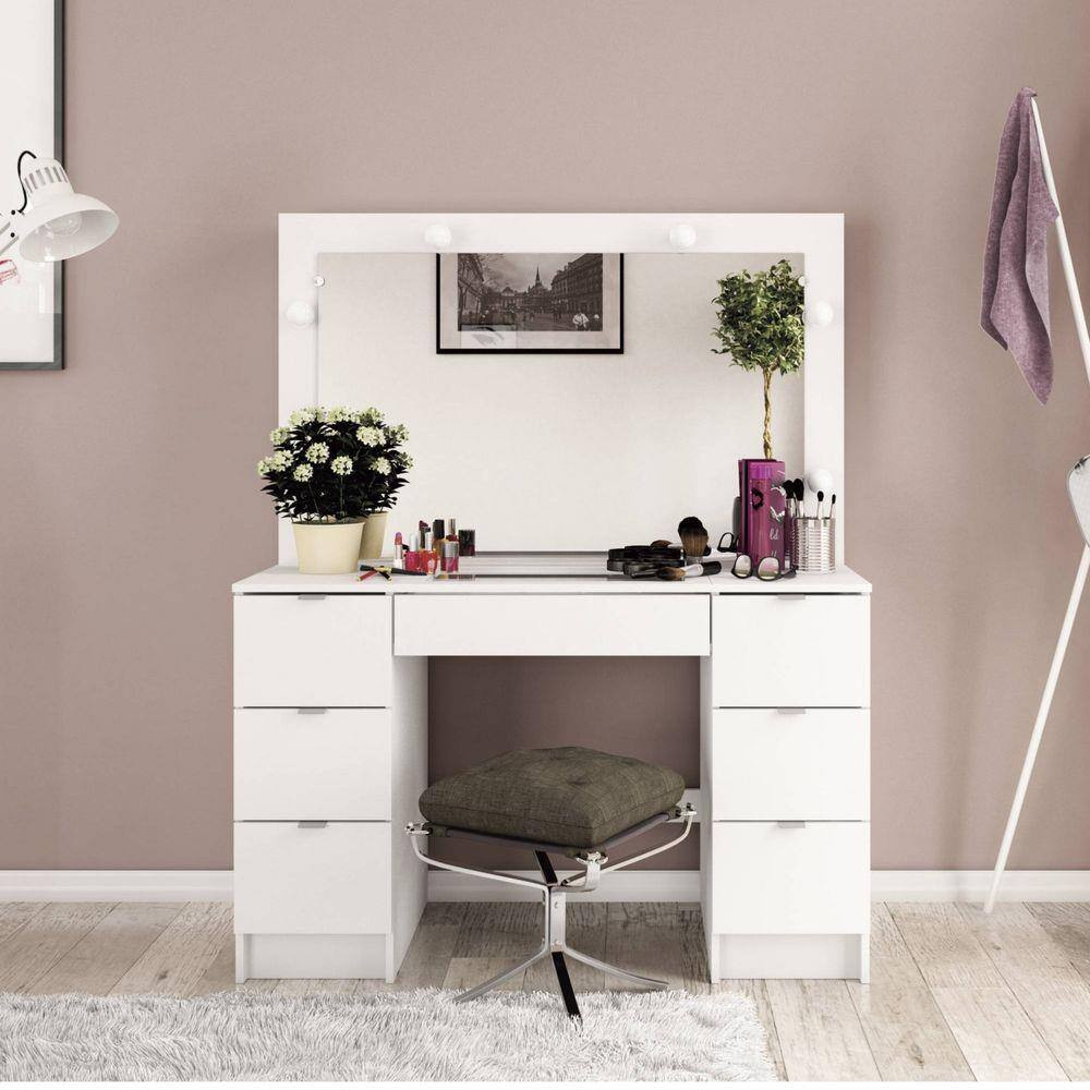 Penteadeira com Espelho 7 Gavetas França Politorno | Casas Bahia (BR)