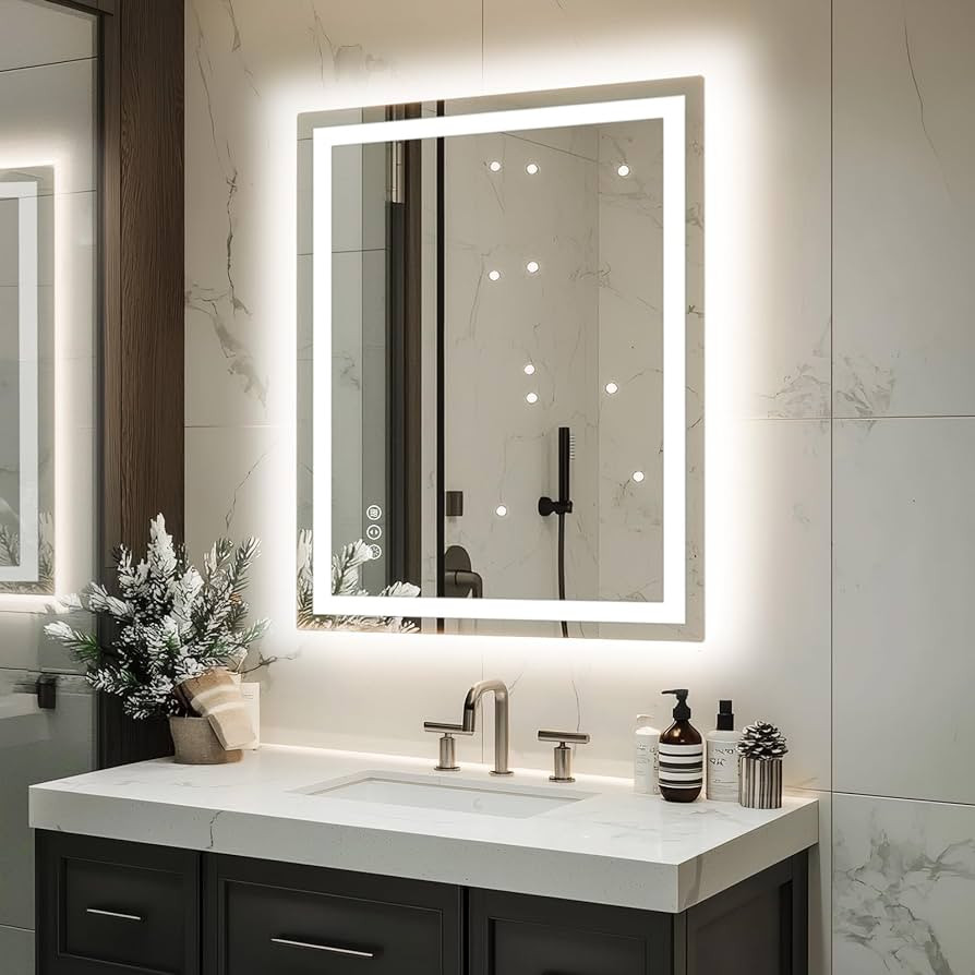 32"x 24" LED Bathroom Mirror with Lights, Dimmable, Double Lights, Backlit + Front Lit, 3 Colors ... | Amazon (US)
