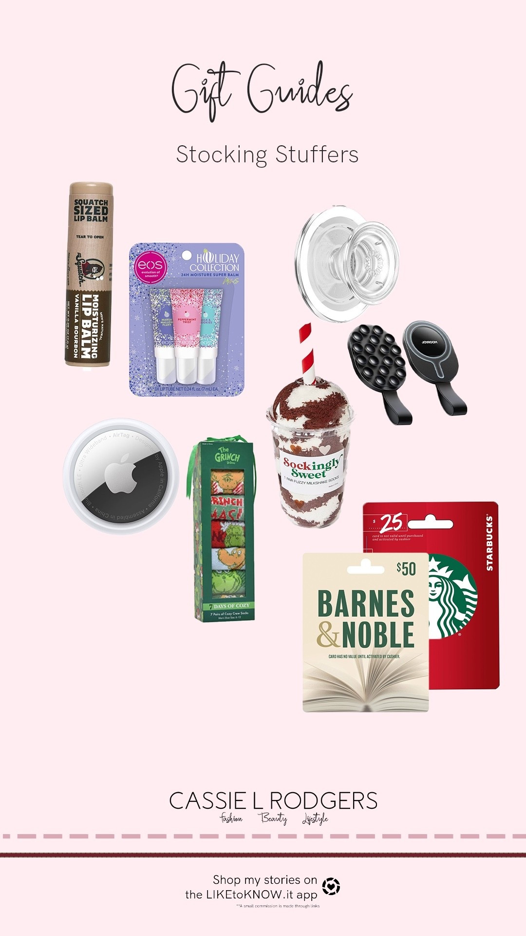 Stocking stuffers for everyone! Lip balm, socks, AirTags, phone accessories, gift cards 

#LTKSeasonal #LTKGiftGuide #LTKHoliday