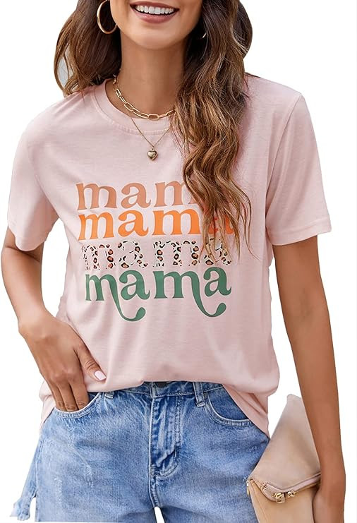 Blooming Jelly Womens Mama Shirt Fashion Graphic Tee Shirts Loose Fit Summer Tops Short Sleeve Bl... | Amazon (US)