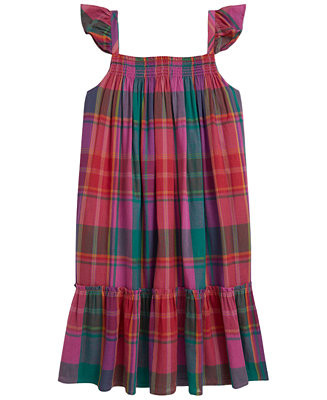 Girls' 7-16 Plaid Cotton Madras Dress | Macy's