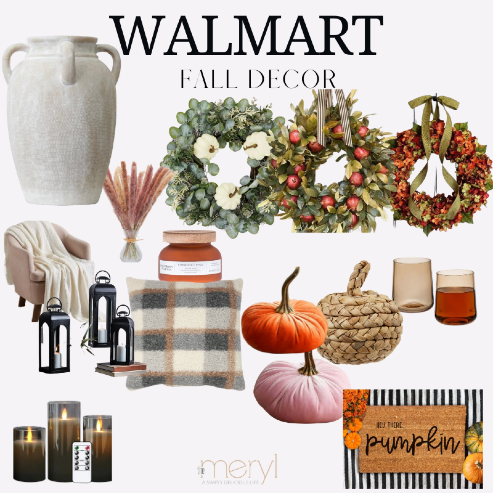 Walmart Fall Home Decor
Fall Wreath White Washed Vase Velvet Pumpkin Natural Pumpkin Throw Blanket Plaid Pillow Battery Candles Amber Glasses Lanterns Fall Candle Pampas Stems

#LTKhome #LTKFind

#LTKSeasonal