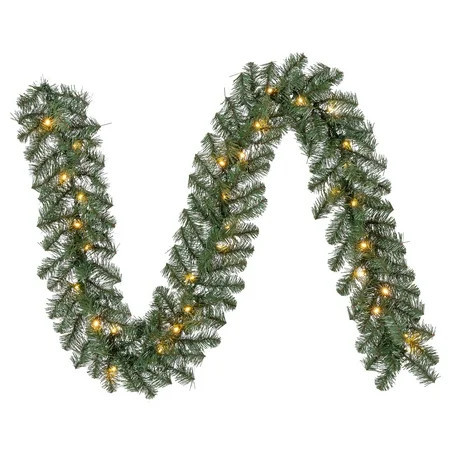 Napa Pre-Lit Warm White LED Artificial Christmas Garland, Green, 9', by Holiday Time | Walmart (US)
