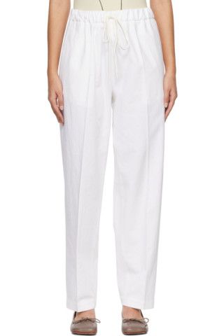 White Linen Lounge Pants | SSENSE