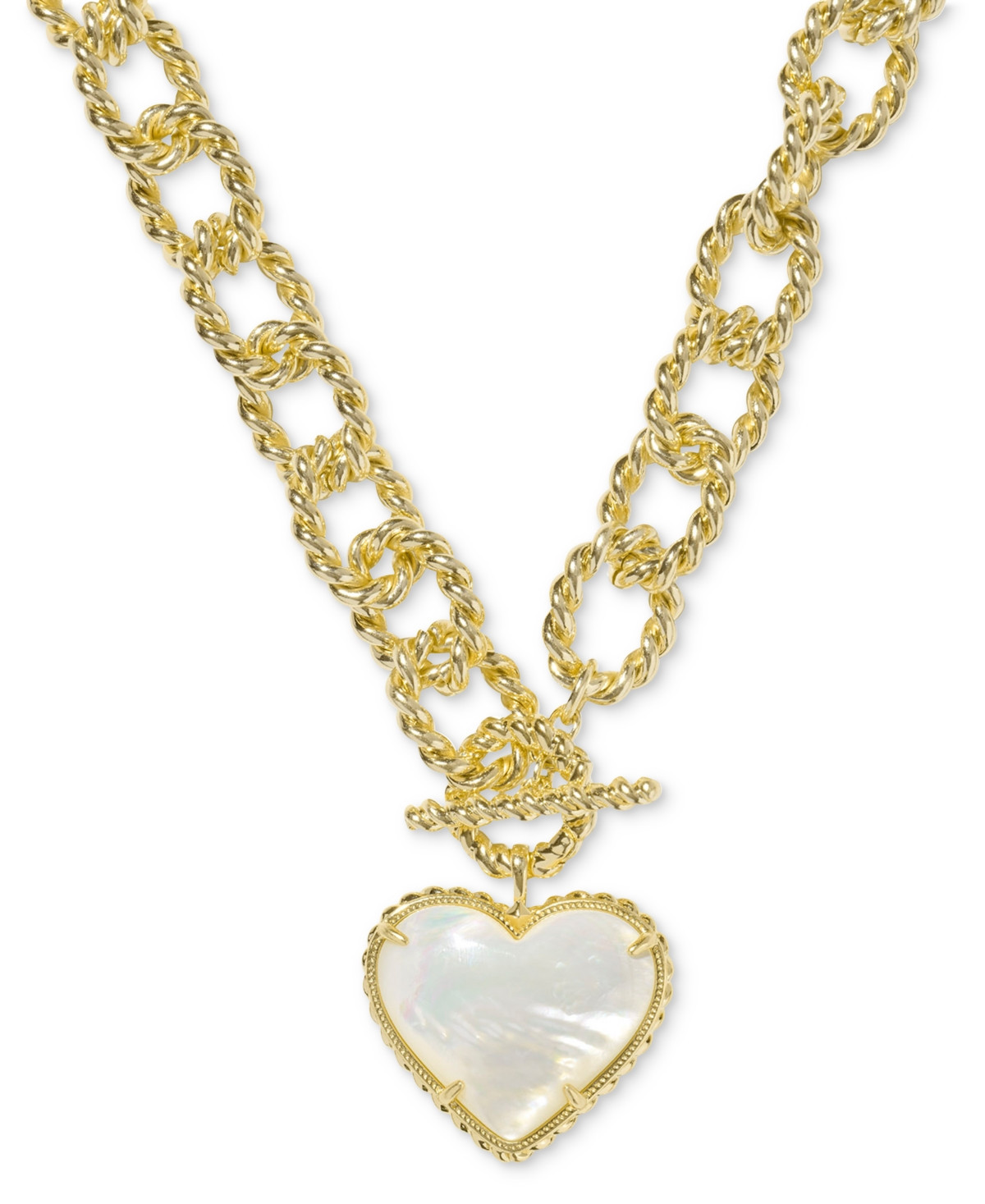 Kendra Scott 14k Gold-Plated Mother-of-Pearl Heart 20-1/2" Convertible Statement Pendant Necklace - Gold Ivory | Macy's