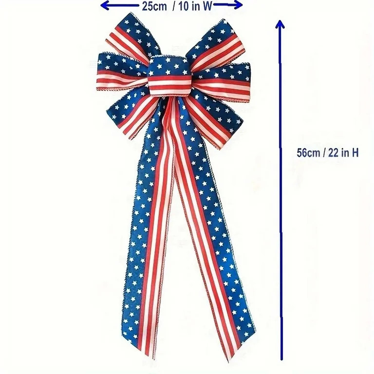4th of July Bows Red White Blue Stars and Stripes Burlap Bows American Flag Patriotic Wreath Bows... | Walmart (US)