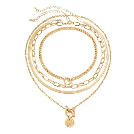 Jewelry Necklaces Set Of 4 Layered Gold Necklaces For Women Stackable Gold Chain Necklace Layering Pendant Necklaces Jewelry Gifts For Women Teen Girls Hop Hottie Necklace Set | Walmart (US)
