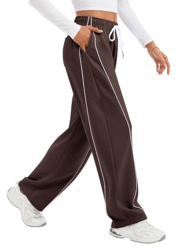 IVIR Brown Track Pants Women Barrel Wide Leg Sweatpants | Amazon (US)