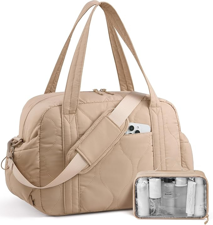 LOVEVOOK Travel Bags for Women, Puffer Weekender Womens Gym Bags with Toiletry Bag, Lightweight C... | Amazon (US)
