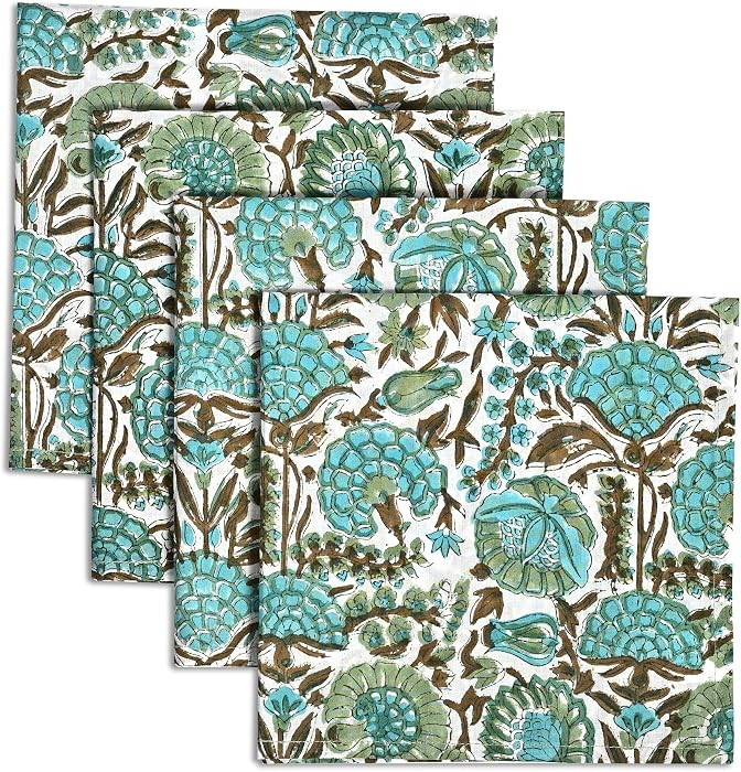 CPC Cloth Napkins Set of 4 Cotton Printed Dinner Hand Print Napkins I Wedding Cocktail Cloth Flor... | Amazon (US)