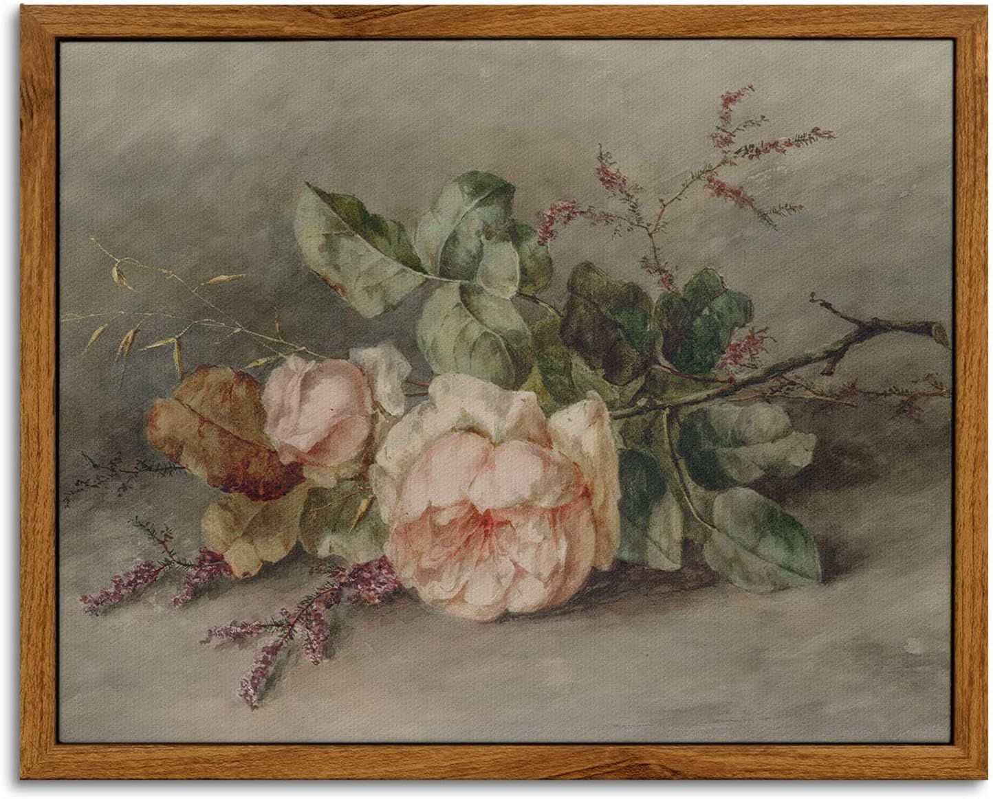InSimSea Vintage Flower Framed Wall Art Room Decor Roses Painting Canvas Prints Mid Century Moder... | Amazon (US)