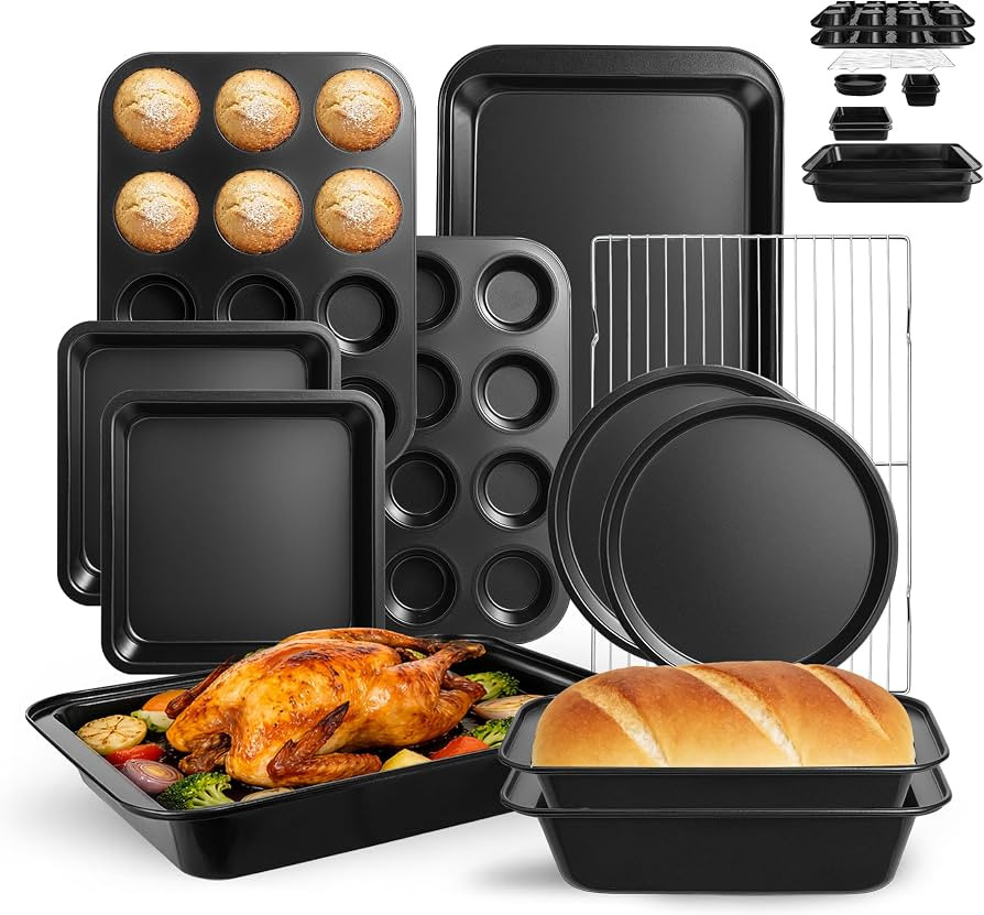 11-Piece Nonstick Baking Pans Set - Professional Grade Carbon Steel Bakeware with Premium Coating... | Amazon (US)