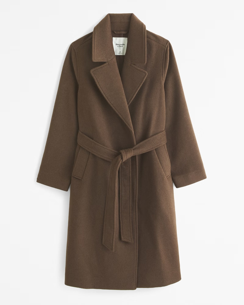 Women's Double-Cloth Belted Wool-Blend Coat | Women's Coats & Jackets | Abercrombie.com | Abercrombie & Fitch (US)