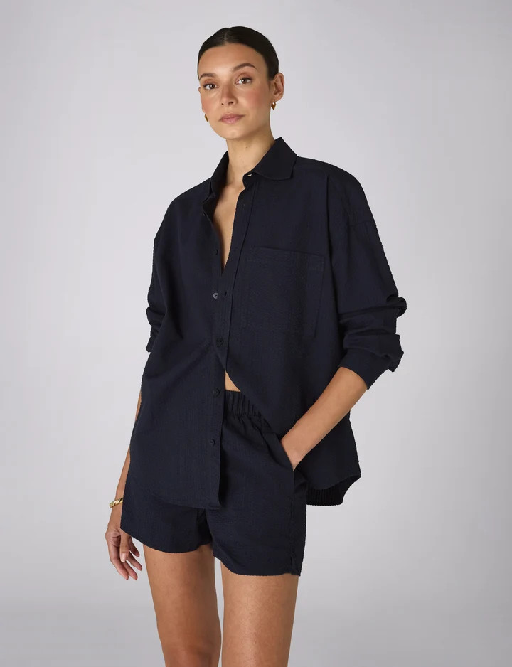 The Boxer: Seersucker, Navy | With Nothing Underneath