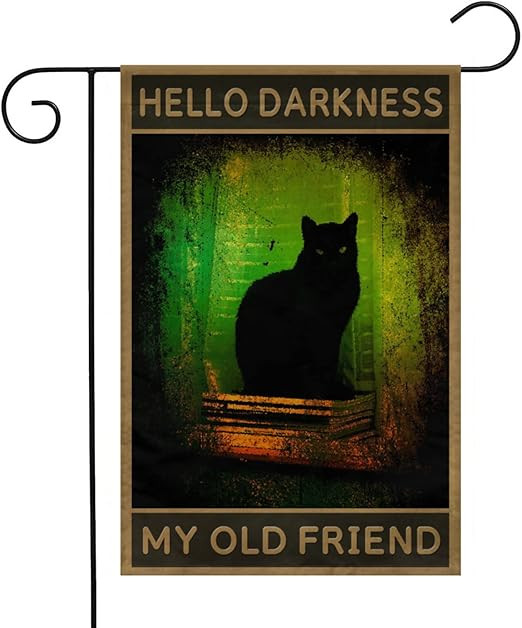 HOOSUNFlagrbfa Black Cat Witch Halloween Hello Darkness My Old Friend Garden Flag 12 x 18 Inch La... | Amazon (US)