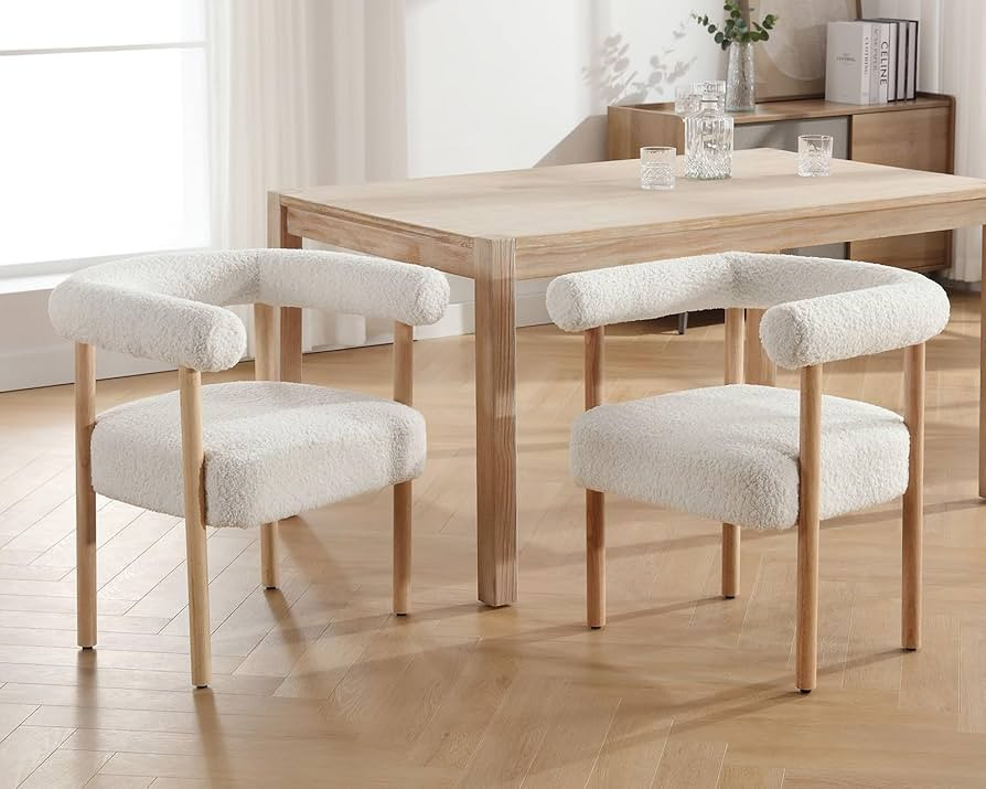 Mid Century Modern Barrel Dining Chairs Set of 2, Upholstered Kitchen & Dining Room Chairs with A... | Amazon (US)