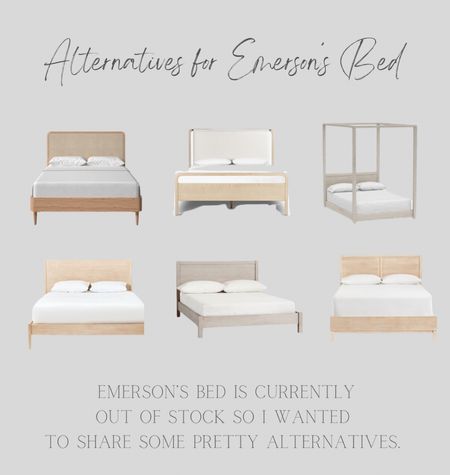 Because Emerson’s bed is currently out of stock, I wanted to search for other options.  A couple of them have a similar stain but no caning, one has a similar shape with caning but not the exact color but I feel they can all work to achieve a similar look.  

#LTKhome