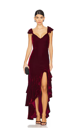 Camille Velvet Gown in Deep Red | Revolve Clothing (Global)