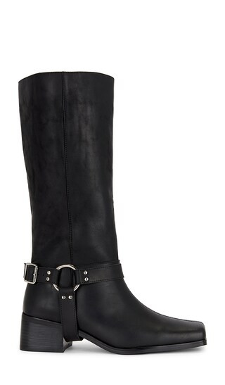 The Reese Moto Boot in Black Waxy Oiled Leather | Revolve Clothing (Global)