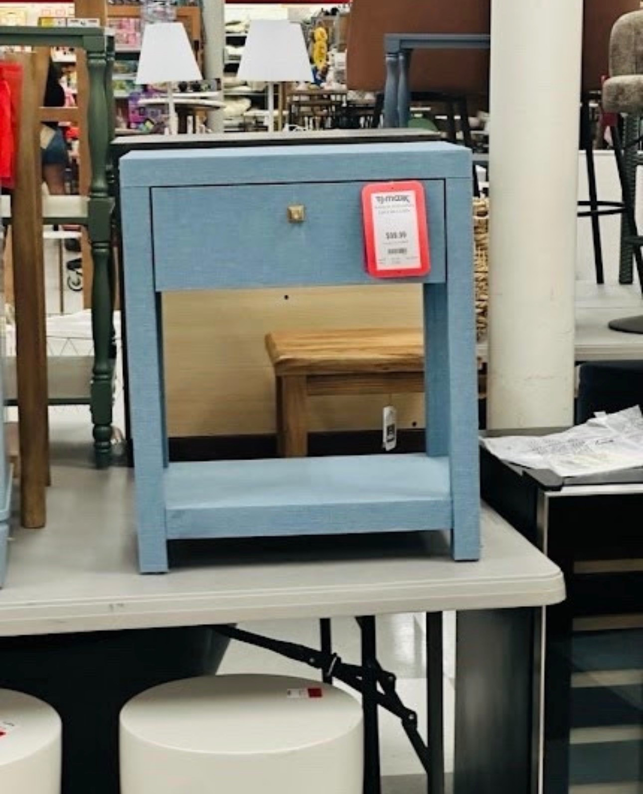Stop everything... I found the perfect textured side table! 💙 This dusty blue fabric finish is the pop of color my space has been begging for. It’s all about those small details and gold hardware accents. Grab it before it’s gone! 🏠✨
#InteriorDesign #HomeStyling #BlueDecor #FurnitureFinds