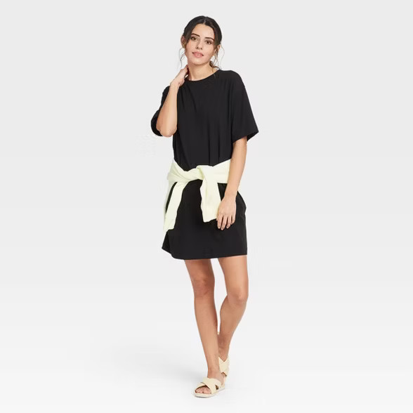 Women's Elbow Sleeve Knit T-Shirt Dress - A New Day™ | Target