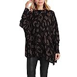 Mud Pie Women's Adele Leopard Sweater, Black, One Size Fits Most | Amazon (US)