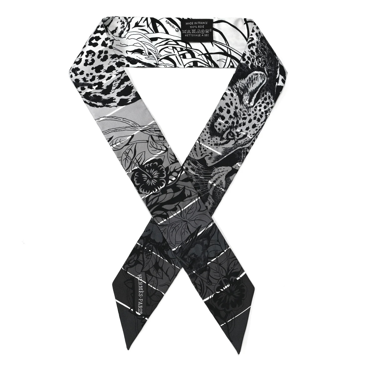 HERMES Silk Jungle Love Rainbow Twilly Gris Black White | FASHIONPHILE | Fashionphile