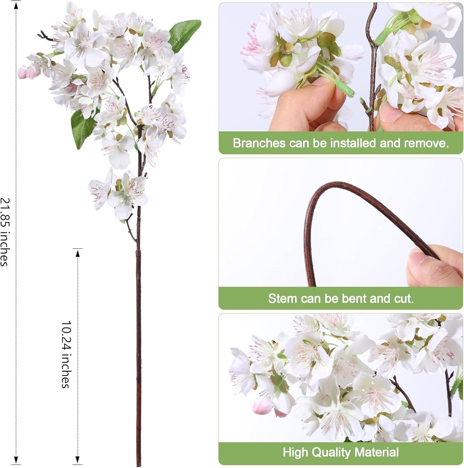 6PCS Cherry Blossom Branches Fake Flowers for Vase Spring Decoration, 21.85 Inches Artificial Sil... | Amazon (US)