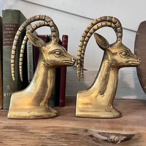 Vintage Solid Brass Ibex Gazelle Bookends | Etsy (Global)