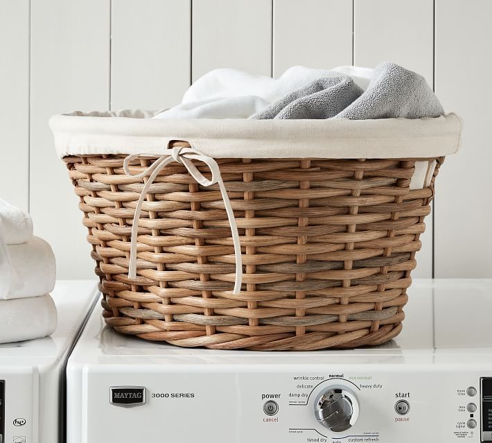 Aubrey Woven Laundry Basket - Natural | Pottery Barn (US)