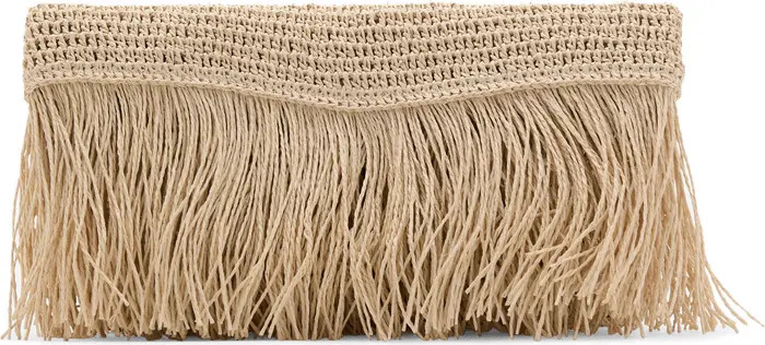 MANGO Natural Fiber Envelope Clutch with Fringe | Nordstrom | Nordstrom