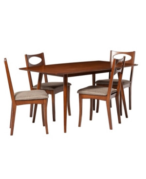 Mid Century Modern Dining Table with Upholstered Dining Chairs, Set of 5 | Macys (US)