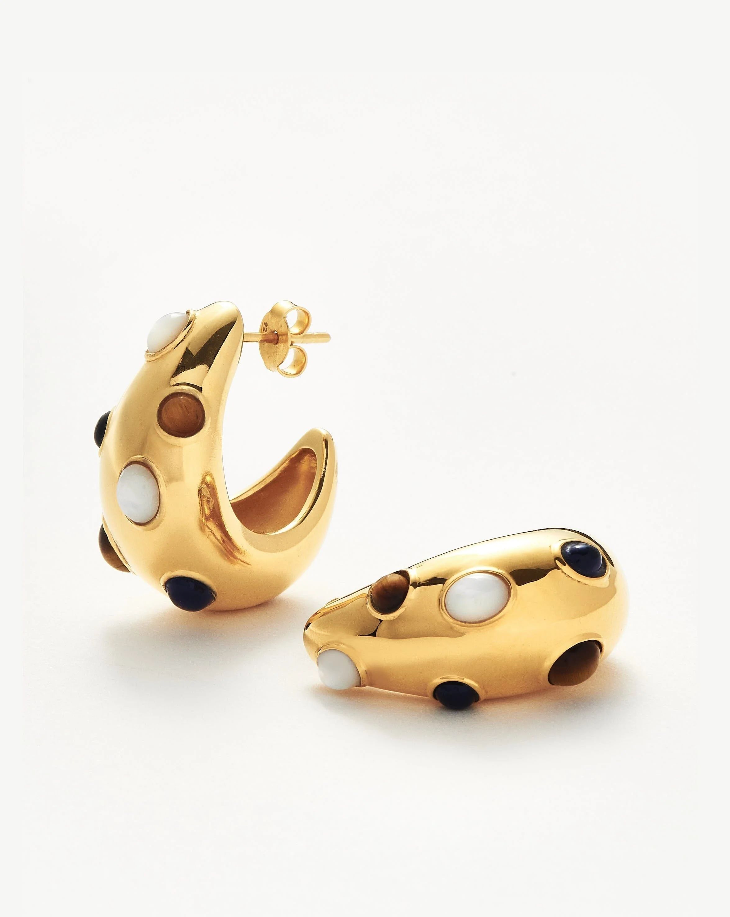 Savi Dome Medium Gemstone Hoop Earrings | 18ct Gold Plated/Multi | MIssoma UK