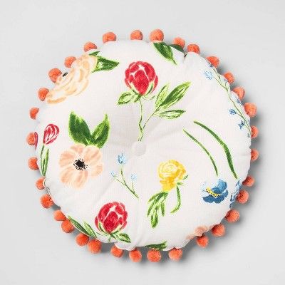 Round Floral Pillow with Poms - Opalhouse™ | Target