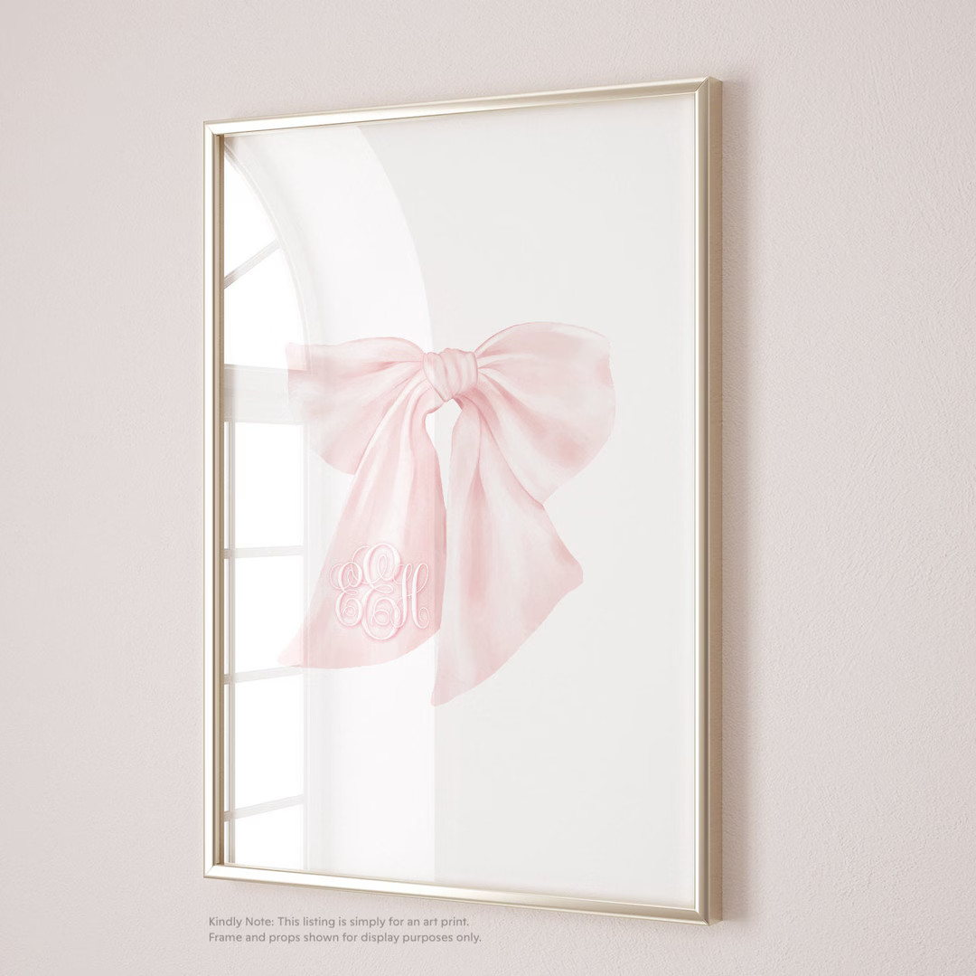Baby Girl Wall Art Print for Nursery Pink Bow 8x10 Watercolor Art Print Girl Room Decor Baby Girl... | Etsy (US)