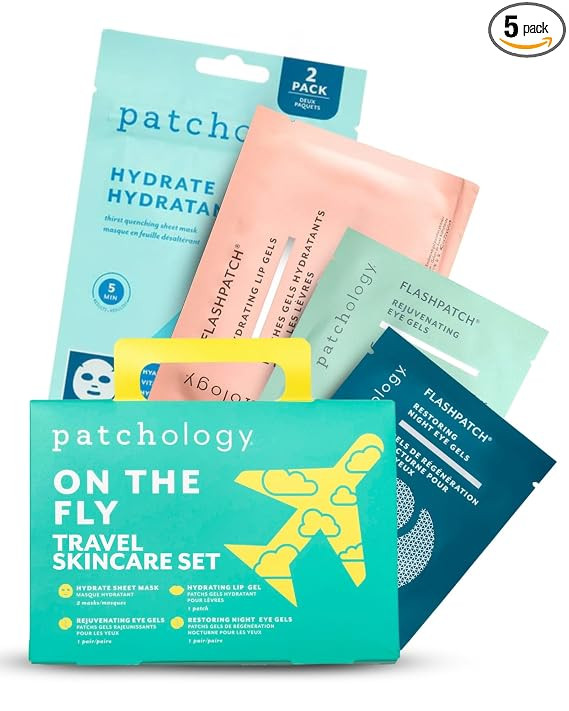 Patchology On The Fly Travel Essentials Kit | Eye Patches, Lip & Face Mask | Flight & Airplane Tr... | Amazon (US)