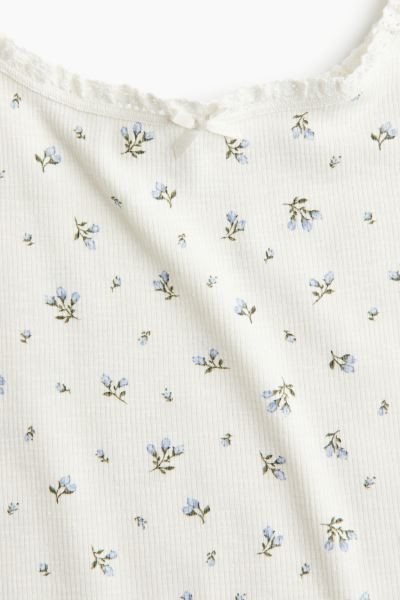 Lace-trimmed Tank Top - Cream/floral - Ladies | H&M US | H&M (US + CA)