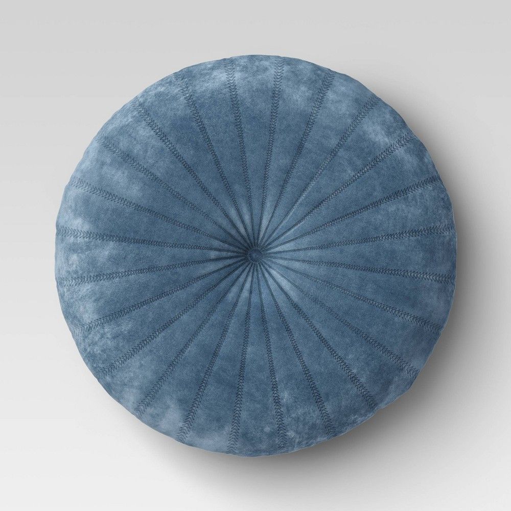 Quilted Velvet Round Throw Pillow Blue - Opalhouse | Target