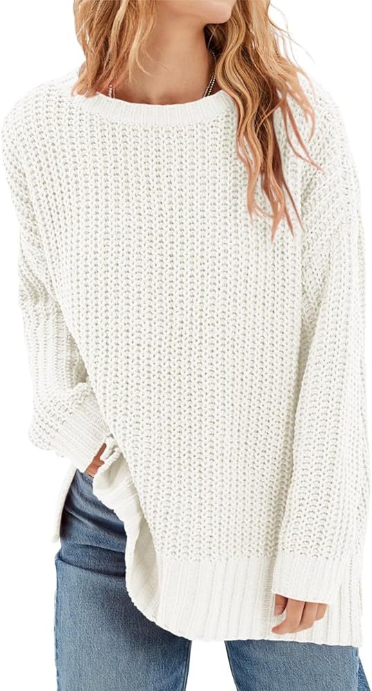 Danedvi Womens Oversized Sweaters Fall Crew Neck Long Sleeve Slouchy Ribbed Knit Casual Loose Pul... | Amazon (US)