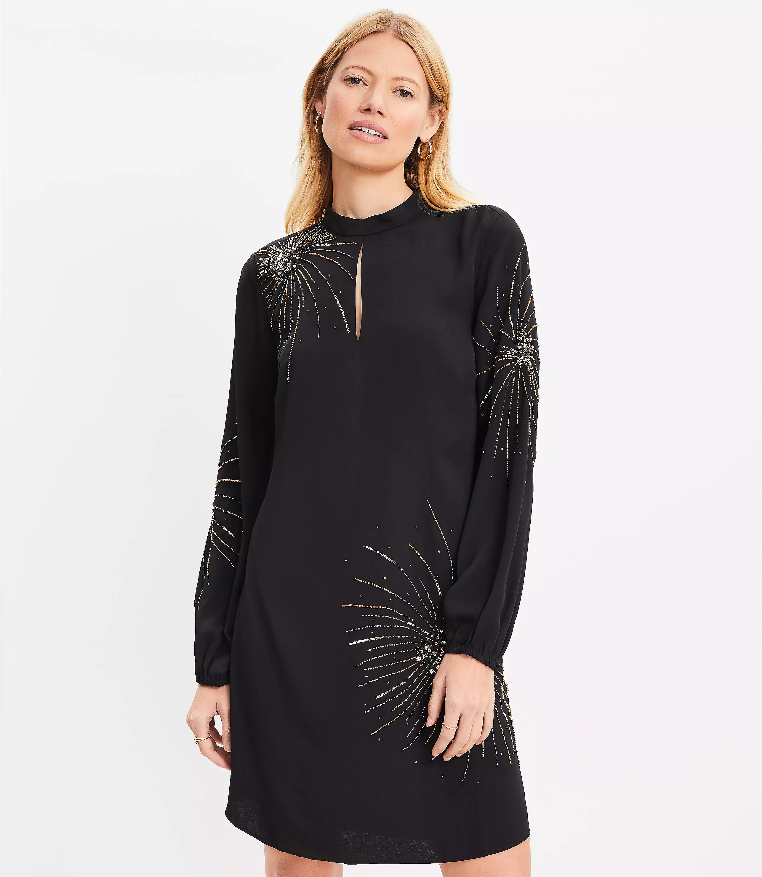 Petite Embellished Keyhole Mini Dress | LOFT