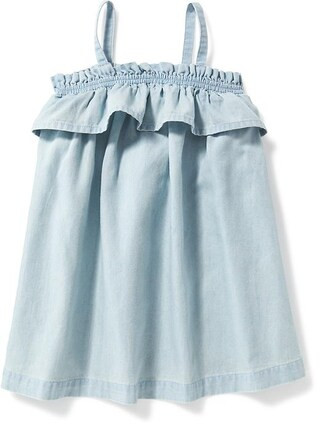 Old Navy Chambray Ruffle Trim Dress For Baby Size 0-3 M - Chambray blue | Old Navy US