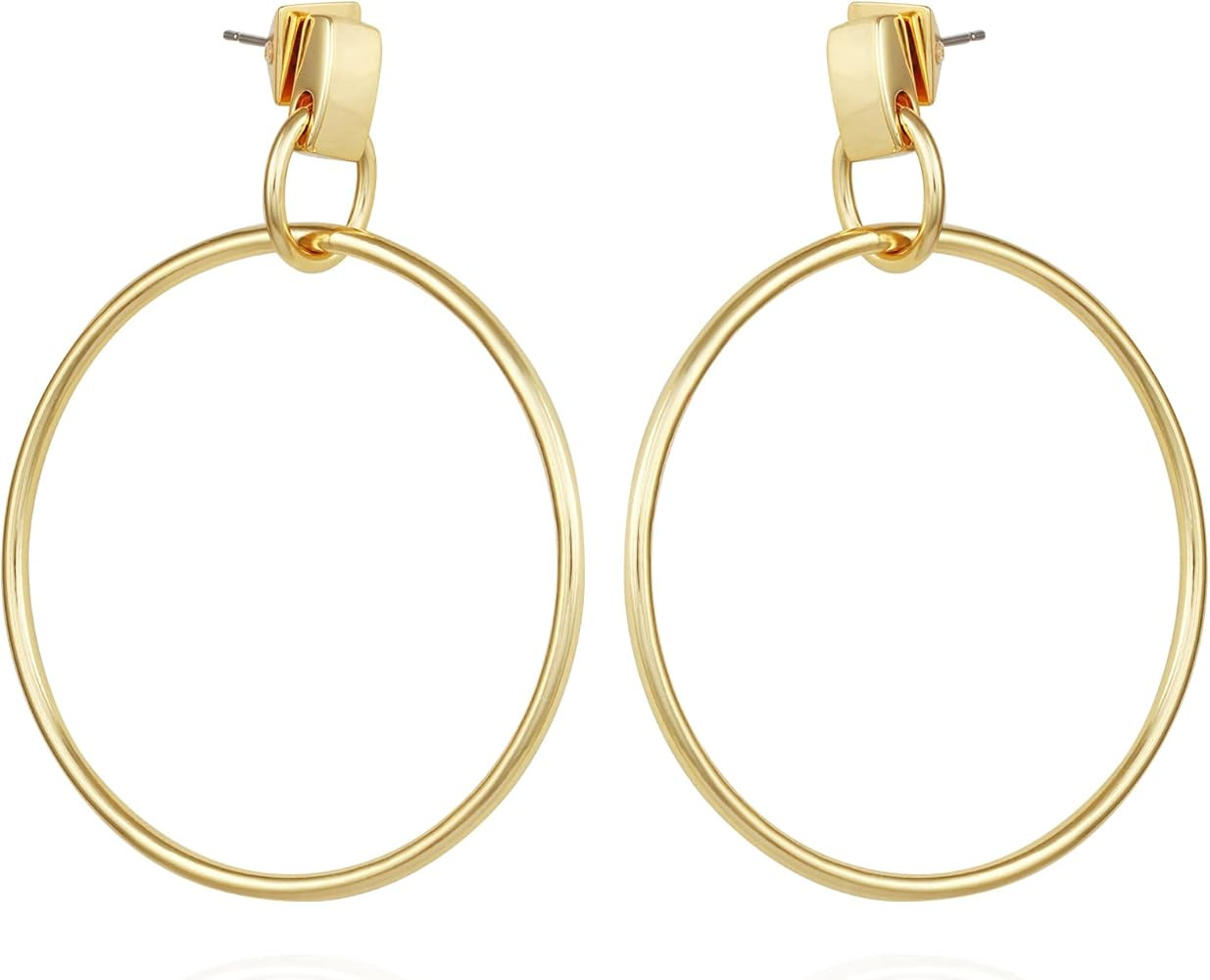Vince Camuto Gold Tone Drop Dangle Hoop Earrings For Women | Amazon (US)