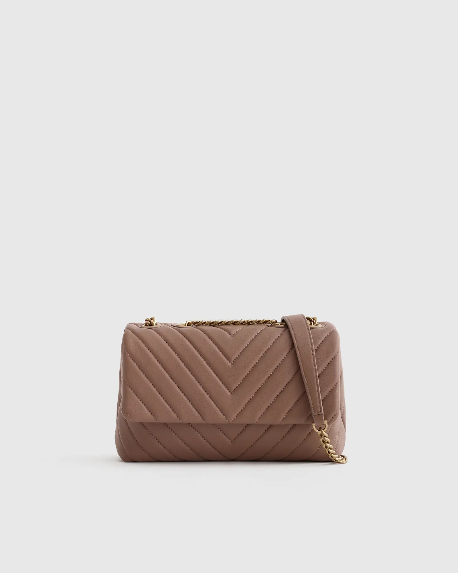 Italian Leather Quilted Convertible Crossbody in Dark Taupe | Quince
