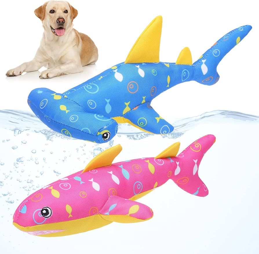 BINGPET Floating Fetch Pool Toy for Dogs - 2 Pack Squeaky Cute Shark Pet Chew Toy for Summer Pool... | Amazon (US)